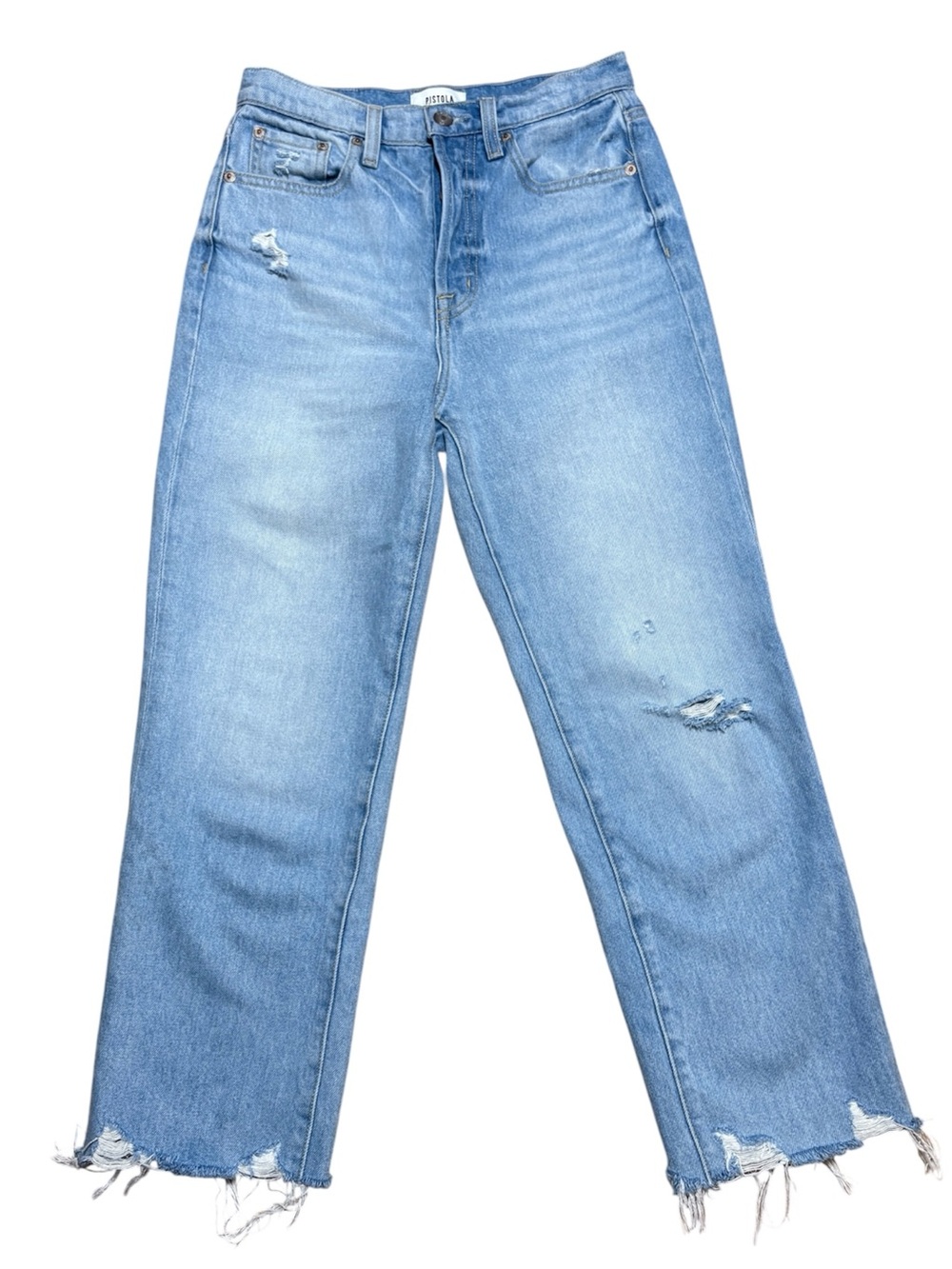 PISTOLA Cassie Super High Rise Straight Distress Crop Jean/Leisure Vintage Wash